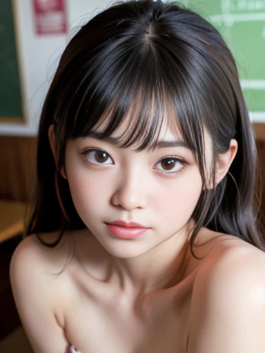(((upper body shot))),((nude)),((nipples)),Ultra-high resolution,big eyes,Japanese,bangs,(a girl),(1 girl),((18-year-old)),(cute),pretty,(slanted eyes),twin tails