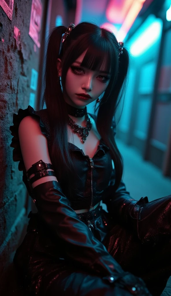 a close up of a person with a weird face and nails, gothic maiden anime girl, gothic - cyberpunk, cyberpunk horror style, gothic art style, detailed digital anime art, gothic art, demon anime girl, gothic girl face, anime style 4 k, dark art style, anime cyberpunk art, gothic aesthetic, 1 7 - year - old anime goth girl, gothic horror vibes