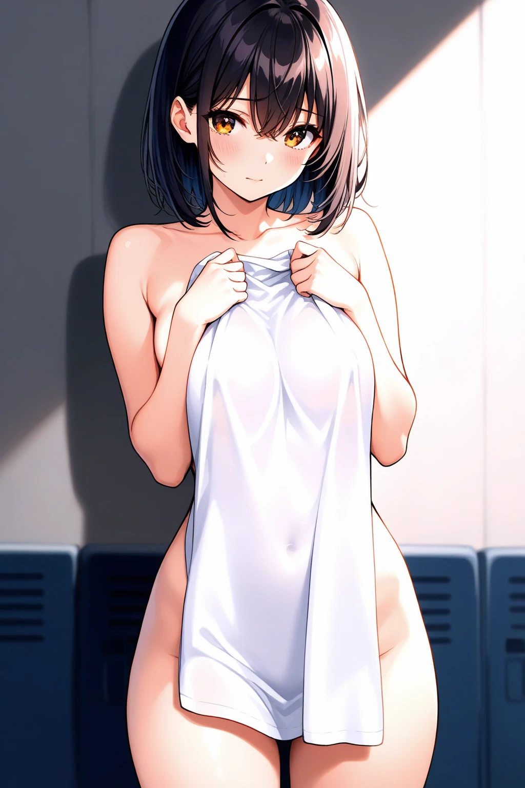 UHD , textile shading , retina, ccurate, anatomically correct, super detail, high details, high quality, best quality, HD, 4K, {{bbmegumi, short hair}}, brown eyes ,( medium breasts ,naked ,topless ,pussy ),vagina ,nipple ,go commando, braless,Photographed from the opposite building,She is standing by the window,Photograph taken through the window, looking afar,{{{Peeking , Voyeurism , Photography from a distant location" or "Remote photography}}},standing on one leg