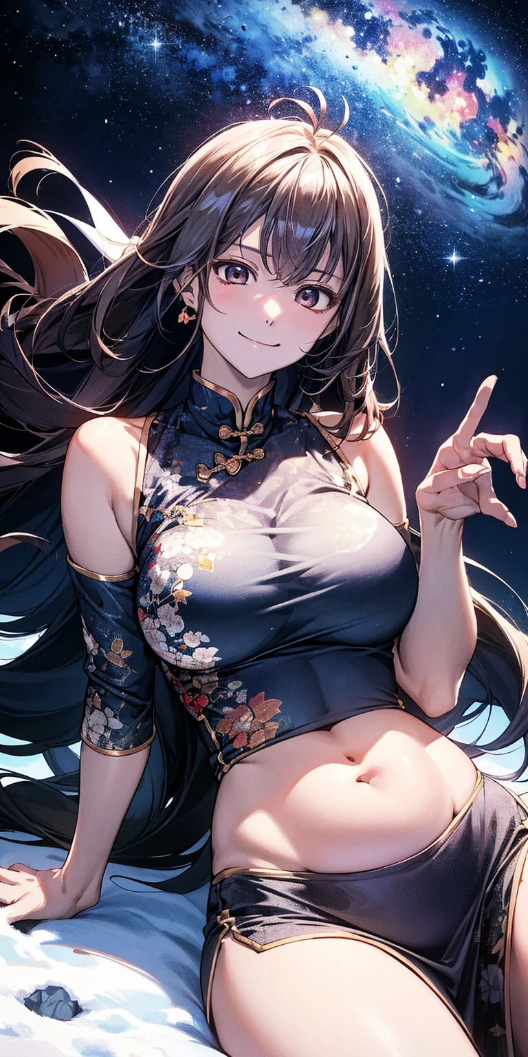 Highest quality Highest quality Draw a face carefully High-definition anime-style face Super Glowing Skin Long black hair Blue Skin Brown leotard Golden pantyhose Succubus lure smile