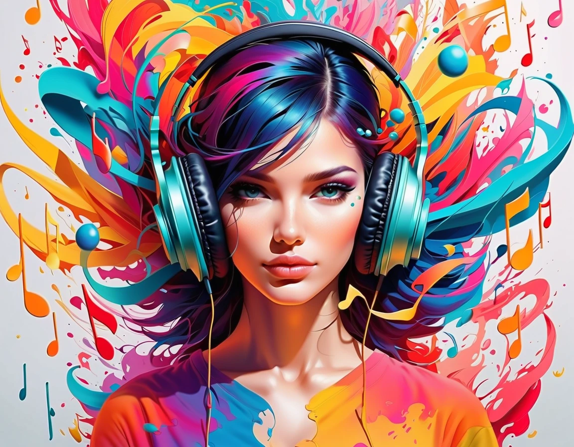 (Best Quality,Ultra-detailed),(Realistic:1.37)Girl draws a picture,Smiling,(NSFW:1.1),Covered with paint, in headphones, Wearing thin-rimmed glasses,An impatient expression on his face,Artistic creativity,Joyful,Playful,Happy,expressive,Beautiful bright colors,imagination,Artistic talent,Passion for art,Colorful clutter,paint splatter,paint strokes,The artist's move,The Creative Process,Presentation of the final result,inspiration,Artistic creativity,Vivid imagination,Drawing tools,Artist's palette,canvas,Artistic expression,brush strokes,A creative journey,Artistic endeavors,Artistic performance,Creative energy,artistic atmosphere,Artistic creativity,Expressive features,Playful atmosphere,Artistic playfulness,Live Art Scene,Artistic triumph,Dynamic composition,Living works of art,Colorful & Vibrants,The result of artistic expression,Energetic manner of writing,A colorful masterpiece.Makeup artists do makeup for celebrities,(Masterpiece:1.2), Best Quality, Masterpiece, hight resolution, Original, extremely detailed wallpaper, perfect lighting,(extremely detailed CGI:1.2),