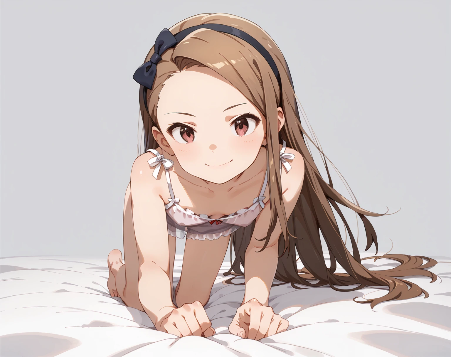 (((masterpiece, best quality, ultra highres, 1 girl, solo, no background))), super detailed skin and face and eyes and finger, young delicate girl, cute girl, very cute japanese woman, small breasts:1.5, skinny, light brown hair, white background, very short pixie hair, cowboy shot, Generate with illustrations, Various expressions, Various poses, Please draw the entire character within the frame, ensuring that the head, arms, and legs are not cut off. The background should be simple, with the character positioned centrally, outline, anime, 2d, comic, boyish, cosplay, bodysuit, spread legs,On all fours , back view, sharp_eyes,