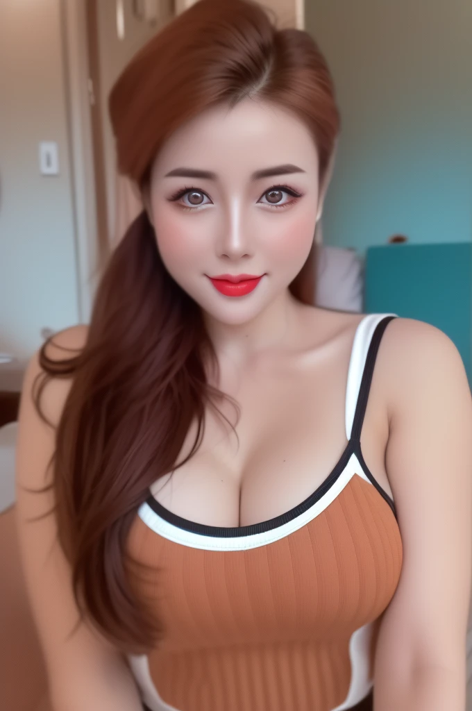 (masterpiece),((ultra-detailed)), (highly detailed CG illustration),(expressionless), (best quality:1.2),realistic8K UHD,High definition,(1girl:1.2),High quality texture,intricate details,detailed texture,finely detailed,high detail,extremely detailed cg,High quality shadow,a realistic representation of the face,Detailed beautiful delicate face,Detailed beautiful delicate eyes, brown eye pupil, a face of perfect proportion,Depth of field,Cinematic Light,Lens Flare,Ray tracing,perspective,20s, Prominent Nose,slender face,tall girl, (big eyes:1.2),blush,glossy lips,perfect body,lean body,Particles of Light,(narrow waist:1.3),large breast, distinct_image, high_resolution, (lustrous skin), solo focus, (brown hair), (finely detailed beautiful eyes and detailed face),(detailed face), (hair streaked hair), light source contrast, short hair, ((smile)), (pureerosface_v1:0.5) , (ulzzang-6500-v1.1:0.5),pink long dress, bare shoulders, besides of piano, <lora:jieji-majicmixRealistic:0.8>