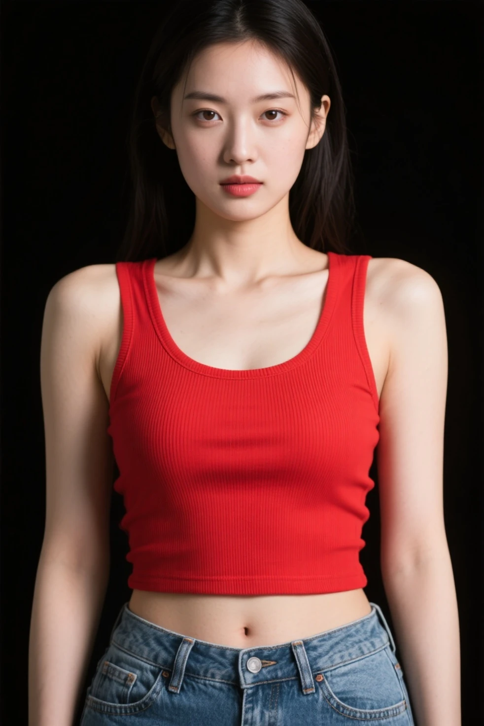 Mature wearing red leggings:1,red crop top:1, high quality,4k,
