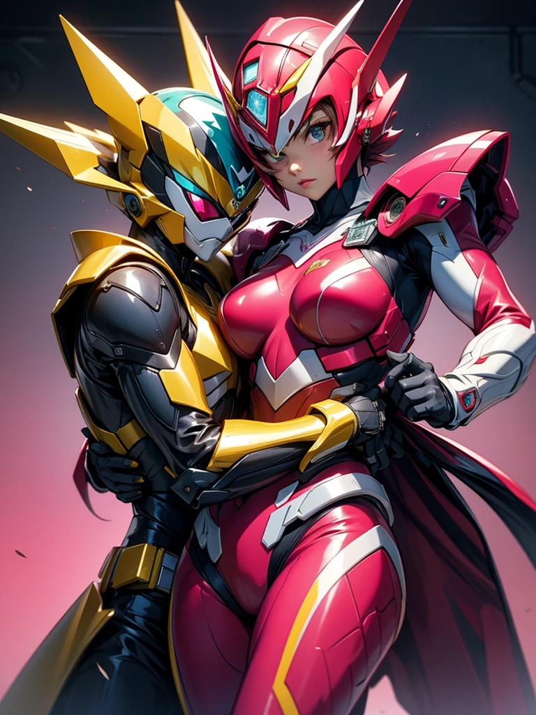 Anime Kissmaster Arcee and her human companion strike cute poses