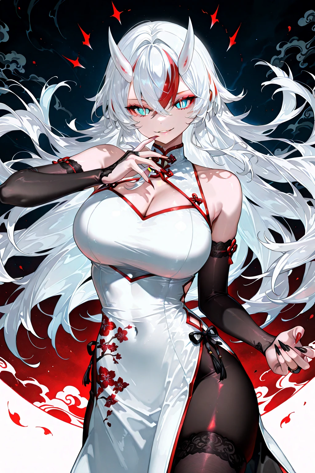 Girl, vampire hunter, red eyes, tempting breasts