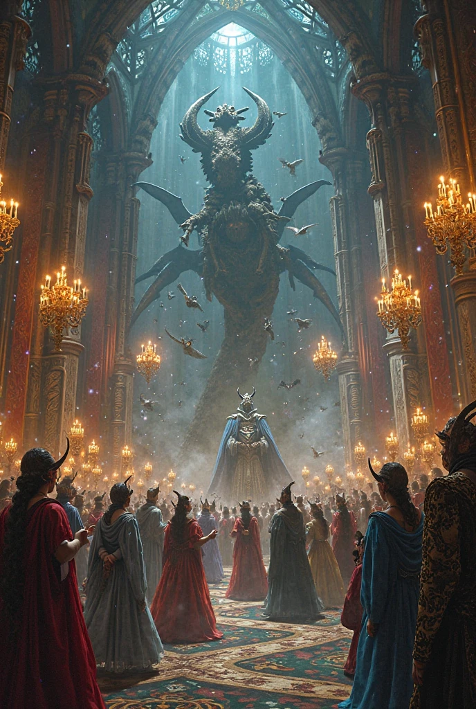 Masquerade Ball of all kind of fey dnd creatures at dracula casttle 