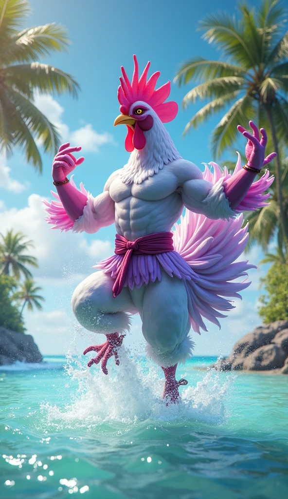 ,4k, 8k, raytracing, photorealistic, realistic, shaded, extreme detail quadruped, detail, detailed, extreme detail, 8k, real, realistic, crisp, sharp, high quality, shadows, raytracing, volumetric light, bloom by nurinaki, beach, (solo), girly, femboy, male, tail up, tailfeathers, feminine body, frontal view, presenting bulge, twink, thights, horny, (kass(tloz)), rito, avian, bird, beak, masterpiece, best quality, beautiful eyes, looking at viewer, swimtrunks, arms behind head,