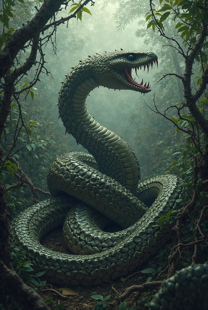 created for me the image of a battle for survival between pythons and snakes, a cruel scene