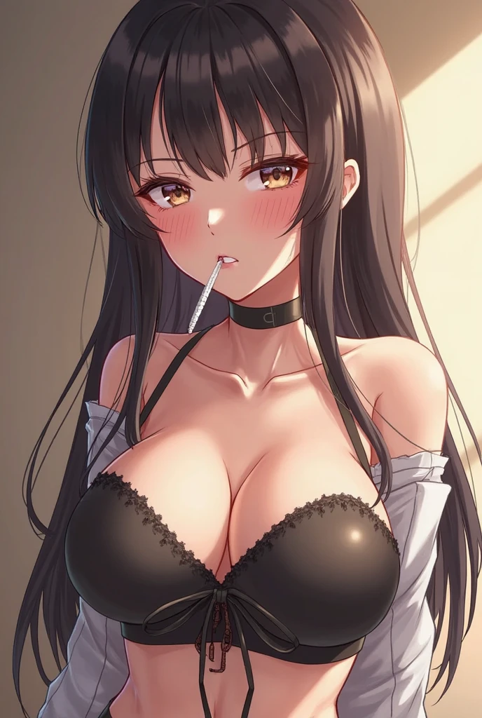 a succubus rapidly smoking cigarettes, lying on her back, piercings, devil horns, school girl, very busty, rapidly smoking cigarettes, sucking very hard on cigarette, deeply inhaling, the cigarette ash is growing very long, the cigarette ash is very long, SMOKE IN MOUTH, lots of cigarette ash,
