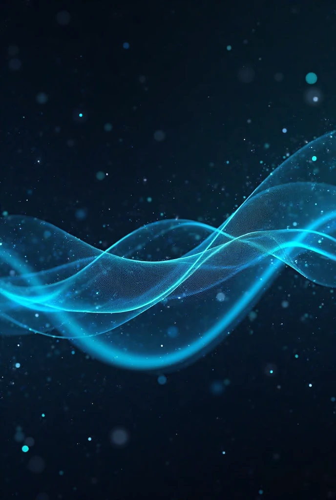 Close-up of blue waves，There are lights on a dark background, particle waves, lightwave, waves and particles, wave of water particles, Particle light, glowing tiny blue lines, Glowing background lighting, electric aura with particles, particle illumination, ambient light background, Light particles, Cool background, soft blue light, glow wave, infinite quantum waves, Glowing particles