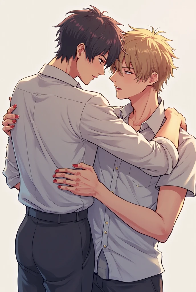anime couple hugging each other in a hug, yaoi, bishounen, two anime handsome men, zerochan, by Naka Bokunen, homoerotic!!, amano and olivier ledroit, hug, by Eizan Kikukawa, sasoura, kissing together cutely, kiss, hugging, gay, sirius a and sirius b、BL,yaoi,2man,his ,2male,loveloveforever,hugg,kiss,fullbodyshot.
