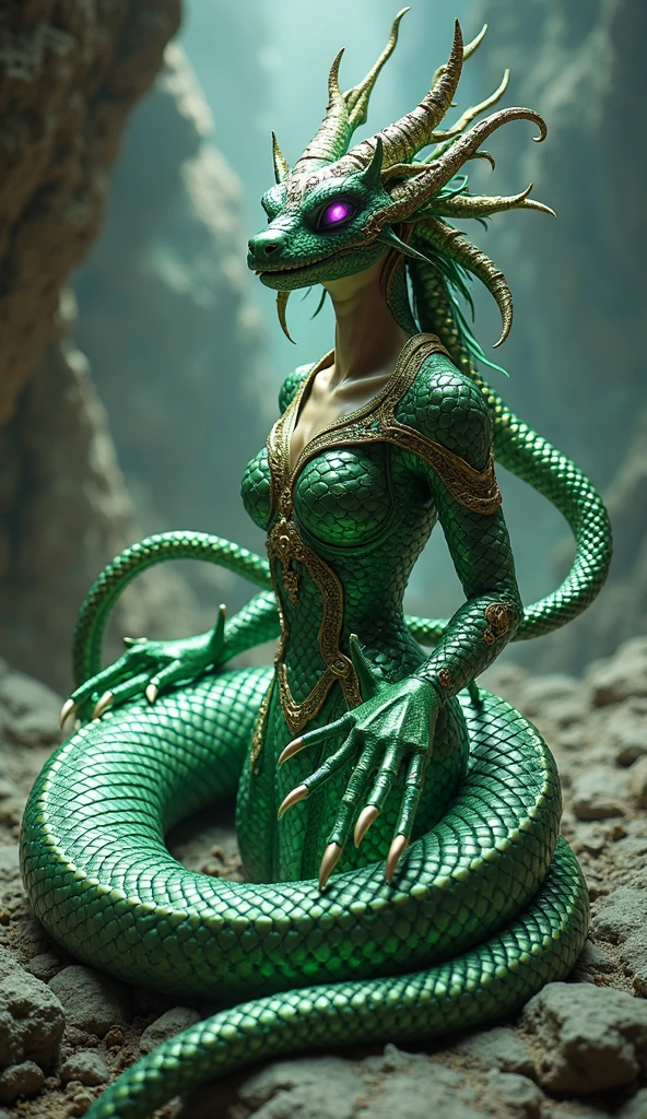 ((best quality)), ((masterpiece)), ((realistic)), Medusa, full body, the hair is composed of countless small snakes, green eyes, female face, metal carved top, royal aura, trend on artstation , sharp focus, studio photo, intricate detail, very detailed, detailed eye, illustration, very detailed, sharp focus, digital render, professional, 4k