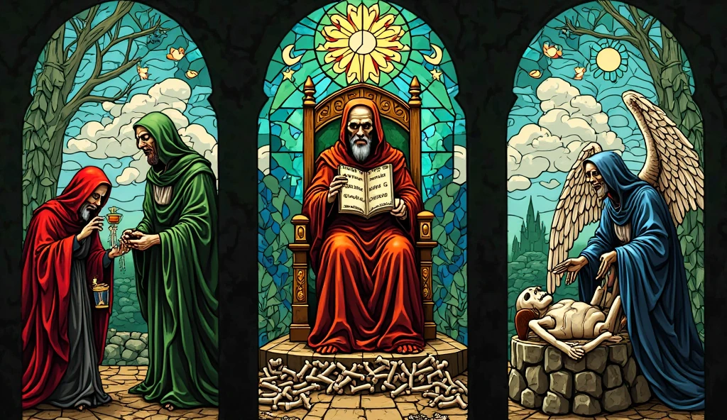 luz vermelha, detetive mago, grimoire, homem, ambiente escuro, trevas. assustador, desenho, morte