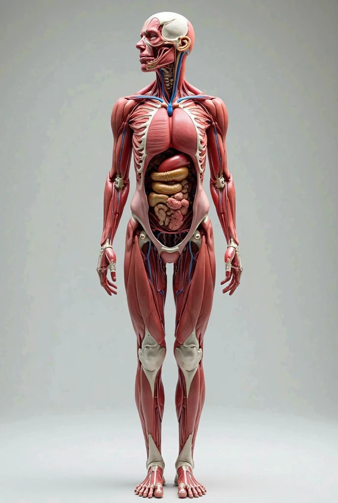 Human Anatomy Puzzle, hyperealistic lateral section of a layerd  human body made of  skeleton, muscle detached from skeleton, skin detached from muscle, glossy textures, anatomy, DISASSEMBLY DIAGRAM  <lora:yushuang:0.5>