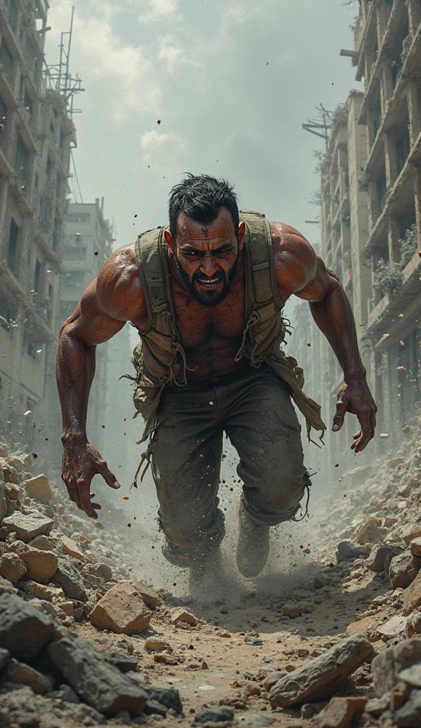 A men , hard working, running,watch in background, wearing a short pant,