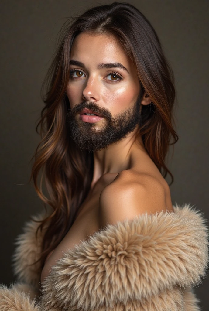 une femme poilu comme chewbaka , avec une barbe