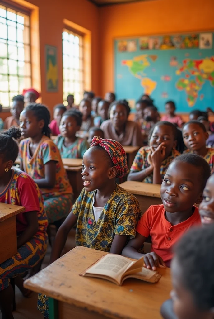 Dans une salle de classe africaine les enfants innocent sont embrouillé avec le cours qu'il ne comprene pas
