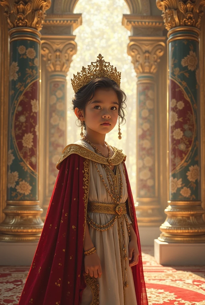 little mouse wearing a crown and dressed as a king and recording a video