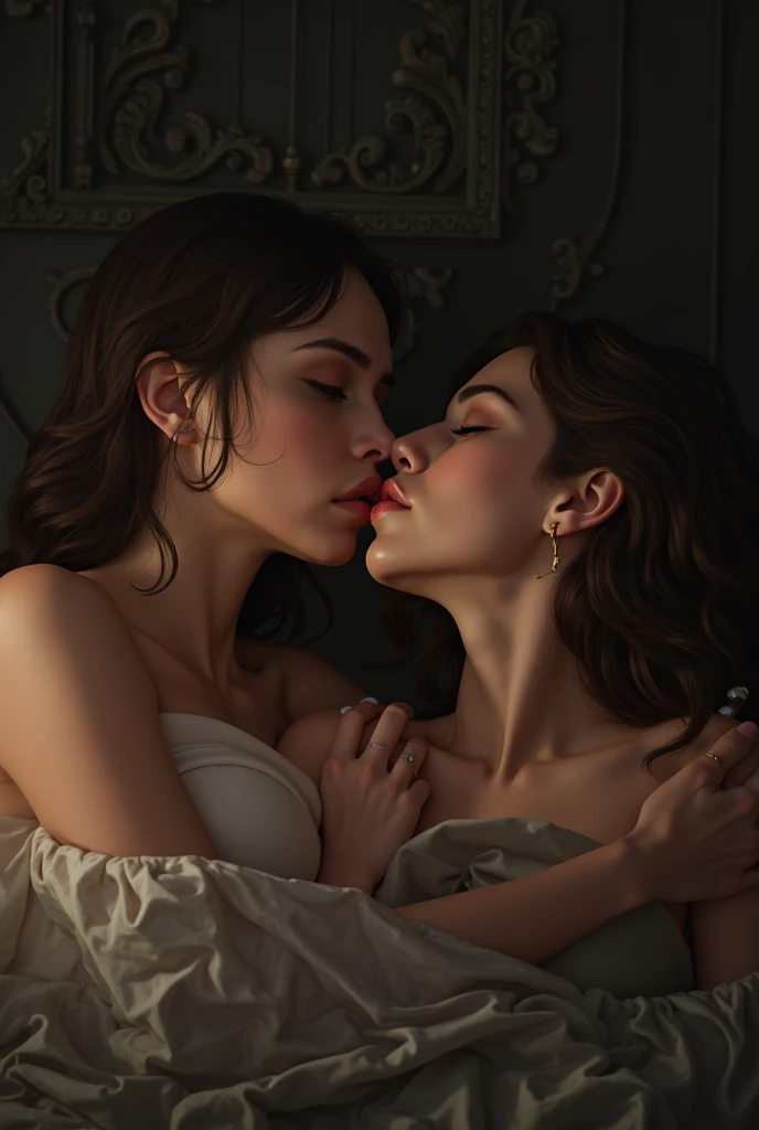 RAW, analog, Nikon Z 85mm, award winning glamour photograph, front lit, 

((best quality)), ((masterpiece)), ((realistic)), 18th century, vintage image, 2 gorgeous French twin sisters,  18 years old, wearing sheer feminine nightclothes, small perky breasts, looking at each other, lips parted, candles, erotic, lesbian, sexy, taboo, embraced, kissing, sweat on skin

highres, detailed facial features, high detail, sharp focus, smooth, aesthetic, extremely detailed, stamp, octane render,   photo_\(ultra\), photorealistic, realistic, post-processing, max detail, roughness, real life, ultra realistic, photorealism, photography, 8k uhd, photography, SEMI-SILHOUETTE light, russian face, octane render,