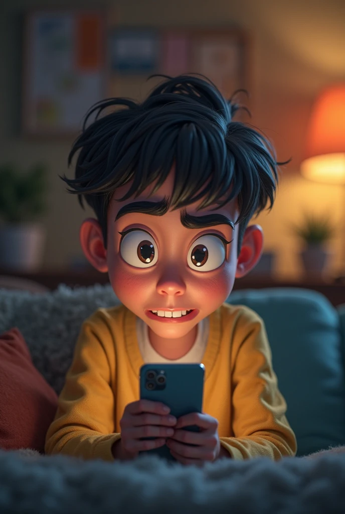 boy using his cell phone receiving a message