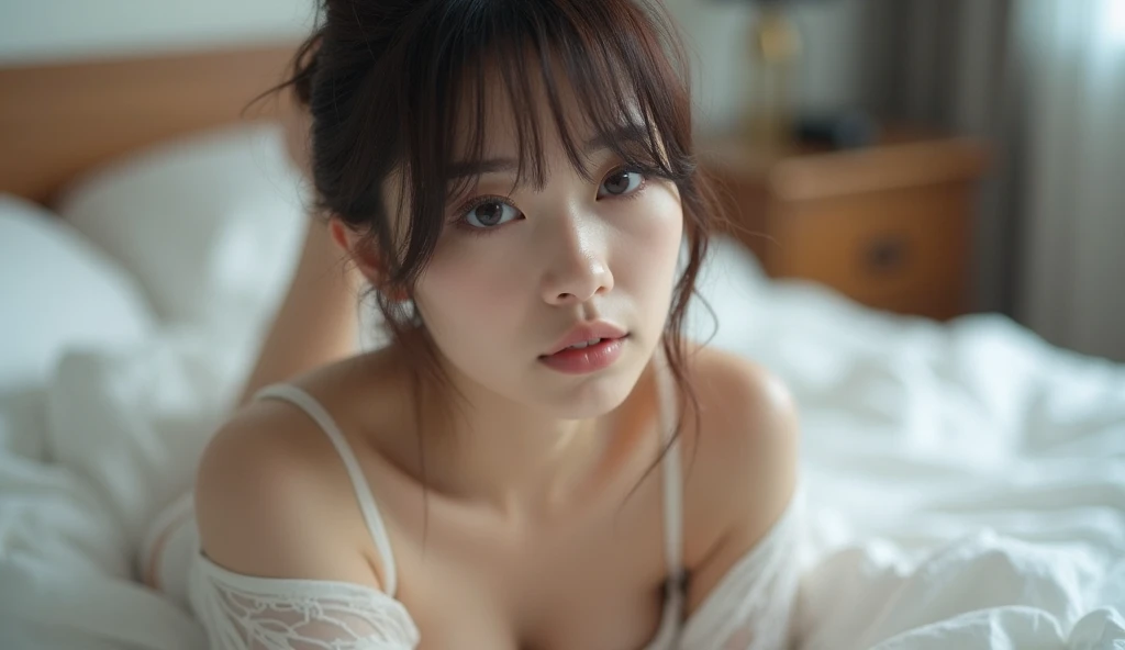 Realistic photo, 25 year old Japanese woman, nude, Lie on the bed with your legs spread, Detailed face and body, Natural light, High resolution, photoRealistic, (Highest quality,8k,High resolution,masterpiece:1.2),Very detailed,(Realistic,photoRealistic,photo-Realistic:1.37),Realistic skin texture,Fine eyes and lips,Beautifully detailed face,Long eyelashes,Smooth Skin,Natural body shape