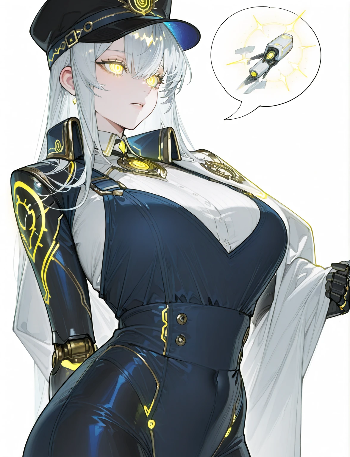 masterpiece, best quality, Very detailed, 1 girl, , alone, (dark gray skin:1.8), Long Hair Princess, (huge:1.2), (((white hair, very long hair, red eyes, slit pupil, ))), open, (((, black jumpsuit, tattoo, frilly jumpsuit, black gloves, black pantyhose))), ((blush, smile), open嘴, fangs), ((Put your hands on your face, dystopian cityscape, dark sky, storm clouds))