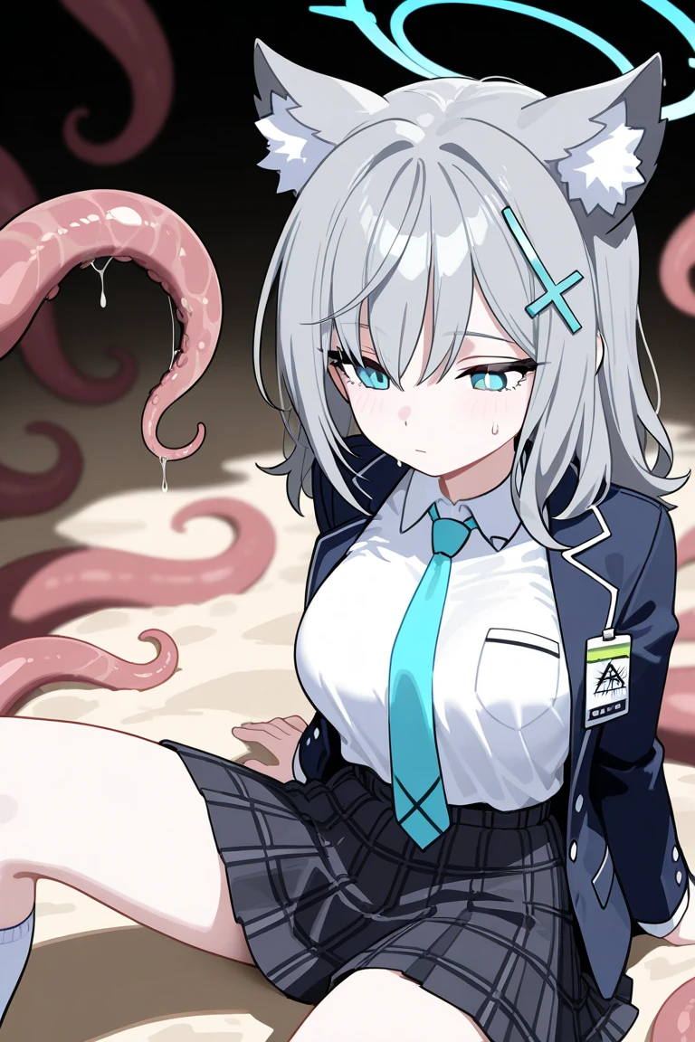 Woman being tortured by tentacles、Erotic、Short Bob、Ecstatic expression