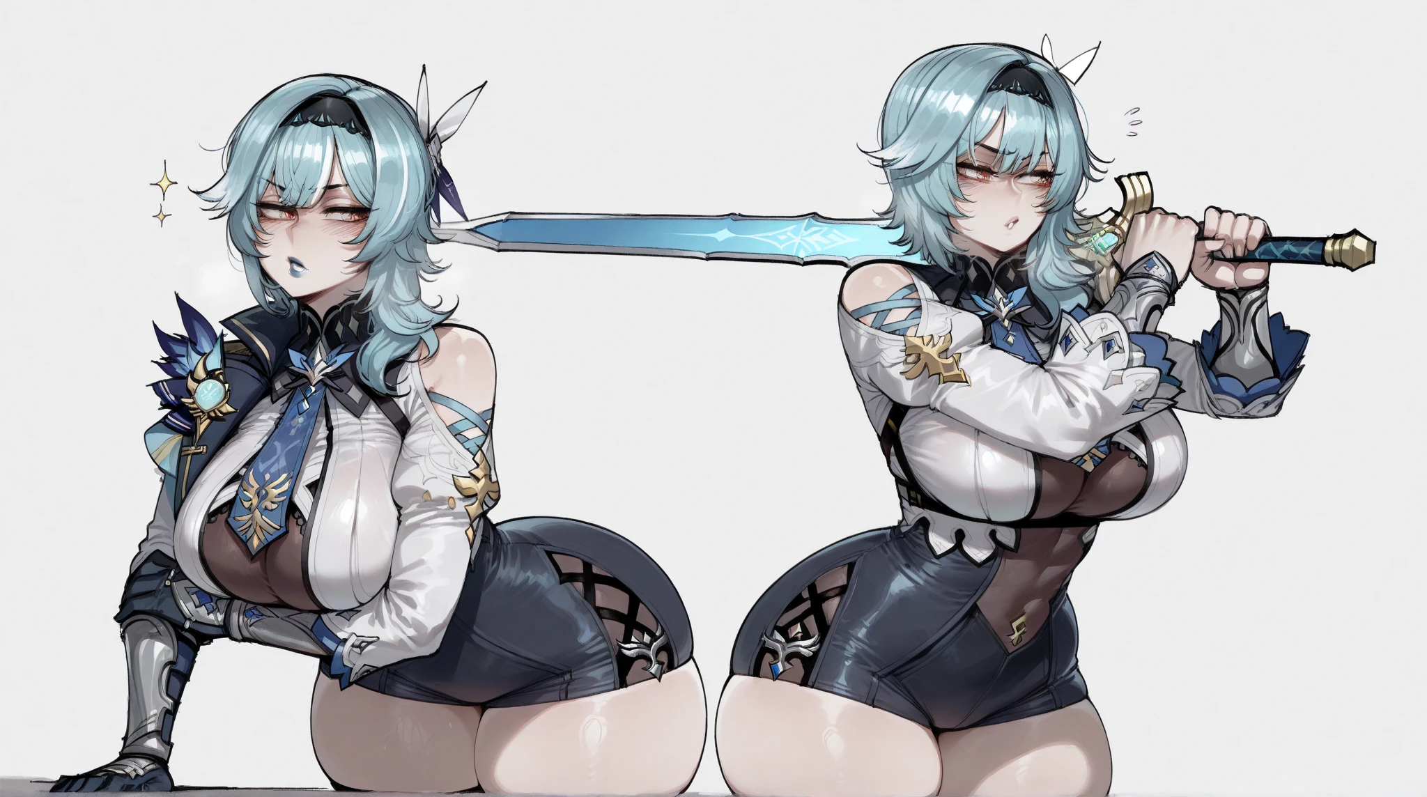 ((best quality)), ((masterpiece)), (detailed),Gan Yu, Genshin impakt game, 1 girl,, white thong , black bra, wide open mouth, tongue hanging out , White hair, cum on face, blue hair of medium length, Public toilet, face in white yogurt, A pleading look,on the knees, Drooling, Bottom view, red ass, sucks dick, black stockings, Blow job, cock sucking scene. Deep Throat