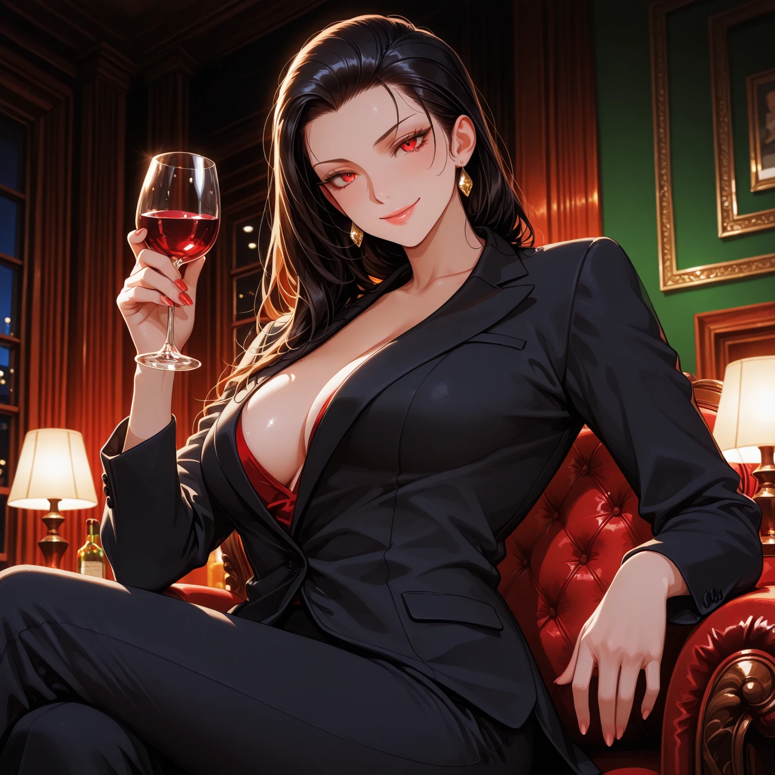 A modern-day illustration showing a person at a formal dinner. The person is holding a wine glass with a raised pinky finger. The scene includes an elegant dining table set with fine china, silverware, and a beautifully decorated background. The person is dressed in formal attire.