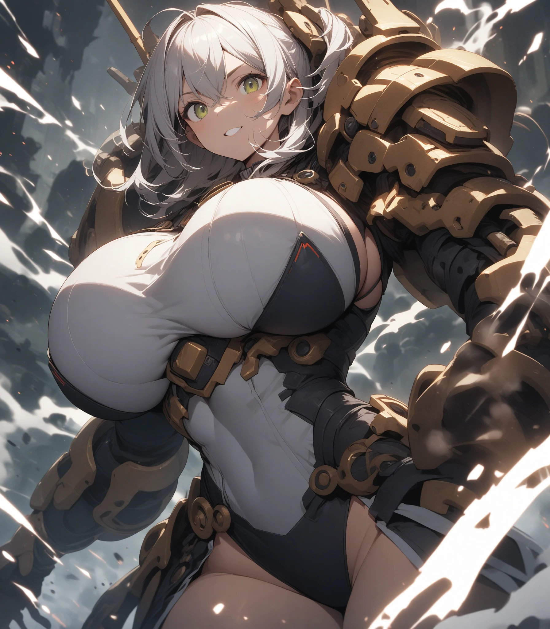 (((SHARP detail perfect face))), (huge breasts), ( bearing hips), detailed skin, ((masterpiece)), best quality, (SHARP details), 4k, (((female gladiator))), ((dark skin)), (cat ears), (cat tail), (platinum hair), (muscular), sweat, thong, (slave collar), (slutty (gladiator armor)), amber eyes, looking at viewer, (tall woman), (in heat), long hair, (tomboy), (mature woman), ((Woman taller than viewer)), ((MILF)),