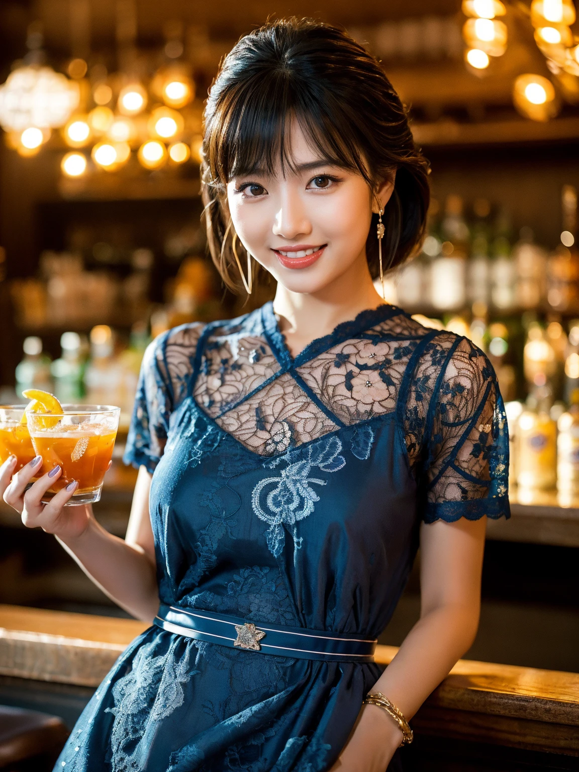 beautiful 30-year-old woman with medium long hair and a glamorous figure enjoying brunch on a sunny terrace, (wearing a chic summer dress, surrounded by colorful dishes and mimosas.), very detailed, visage innocent, natural wavy hair, blue eye, high resolution, head of'artwork, best quality, intricate details, very detailed, sharpness, detailed skin, realistic skin texture, texture, detailed eyes, professionnel, 4K, charming smile, shot with Canon, 85mm, shallow depth of field, Kodak Vision Color, corps parfaitement ajusté, extremely detailed, Photo_\(ultra\), photorealistic, realistic, Post-traitement, Maximum details, roughness, real life, ultra realistic, photorealism, la photographie, 8k uh, la photographie