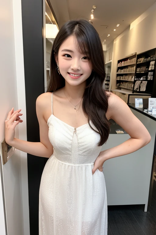 20th Generation、OL、Office Lady、Camisole dress、Bustier、smile、View here、Shoulder bag、ponytail