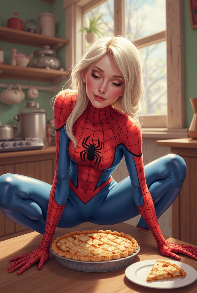 gwen_stacy, holding, (pancake, with spider_web_print), kitchen, waist_apron, from_above, cutting,
<lora:gwen_1.5:0.81>, (masterpiece:1.3), (best_quality:1.3), (ultra_detailed:1.3), 8k, extremely_clear, realism, (ultrarealistic:1.3),, 1girl, solo, wide_shot,, seductive_smile,, insane details, intricate details, hyperdetailed, ultra detailed, extreme detailed, highest detailed, high_detail, colorful, beautiful, hdr, photorealistic, highres, ultra_high_res, photography, aesthetic, extremely_delicate,