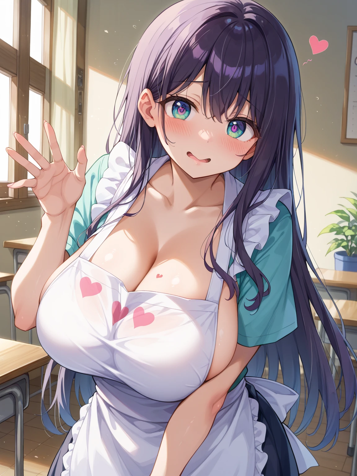 (masterpiece:1.5), (Beautiful and Aesthetic Work:1.5), (superlative degree:1.5), (masterpiece:1.5), (top-quality:1.5), perfect eyes, face perfect, volume illumination, beautiful goddess,, White blouses, Black stockings, (cleanness:1.5 Micro:1.5 Pure White Lingerie), red tide, (Chest sweat:1.5), huge-breasted, in beach, Seduced in bed, Super Close Shot, Very Very Huge and Big Breasts, muito、Very Huge and Big Pelvis、(Inner meat:0.5)、(nipple covered:0.5)、(nipple protrusions:0.5)、a purple eye、open open mouth、Glossy