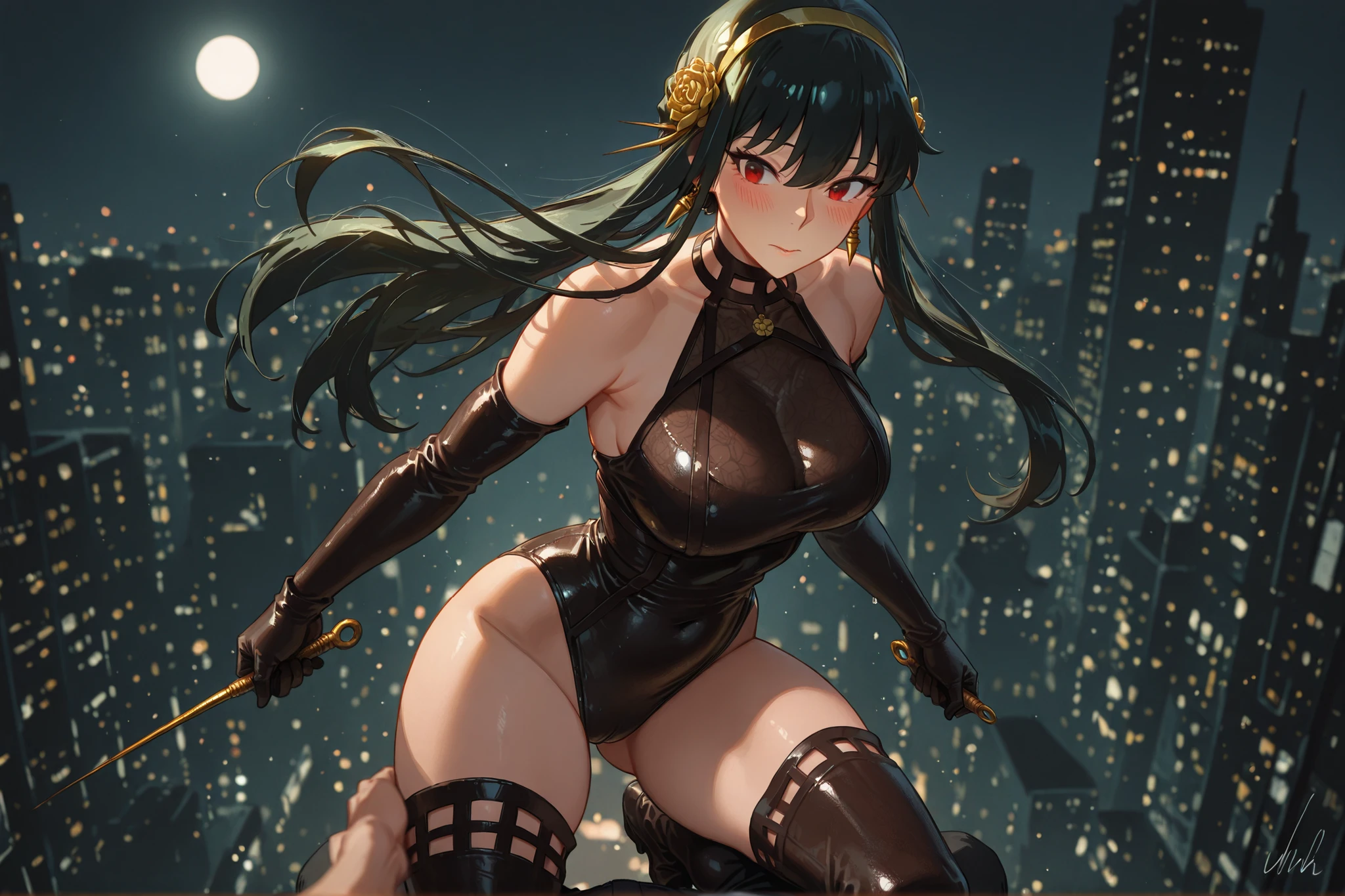 Generate an aerial view image depicting a scene of utter devastation as an immensely colossal and breathtakingly beautiful giant girl, the Empress of the World, lies sprawled across a bustling metropolis, using her entire body to crush and dominate the city beneath her. The giant girl, towering over the city like a goddess, exudes an aura of absolute power and control as she imposes her will upon the metropolis. Her massive form stretches across the heart of the city, causing skyscrapers to crumble and collapse under her immense weight. The city below her is thrown into chaos, with buildings destroyed, streets torn apart, and fires raging out of control. Emphasize the sheer power and size of her body as she lies sprawled across the city, focusing on the widespread destruction caused by her entire body pressing down on the buildings. Include details such as the flickering flames illuminating the devastation, vehicles and debris scattered in all directions, and terrified people fleeing for their lives. Highlight her serene yet fierce expression, emphasizing her stunning beauty as she gazes upon the destruction with satisfaction. Additionally, depict buildings that are still standing in front of her chest, emphasizing their comparative smallness and vulnerability as they face her enormous form. Ensure that her size is overwhelmingly large, with her body stretching out so far that it seems to extend beyond the horizon, her presence dwarfing everything in the city. Show the city being completely overpowered and subjugated by her immense form, with the sense that she has total control over the metropolis. Please generate the image in a realistic style.