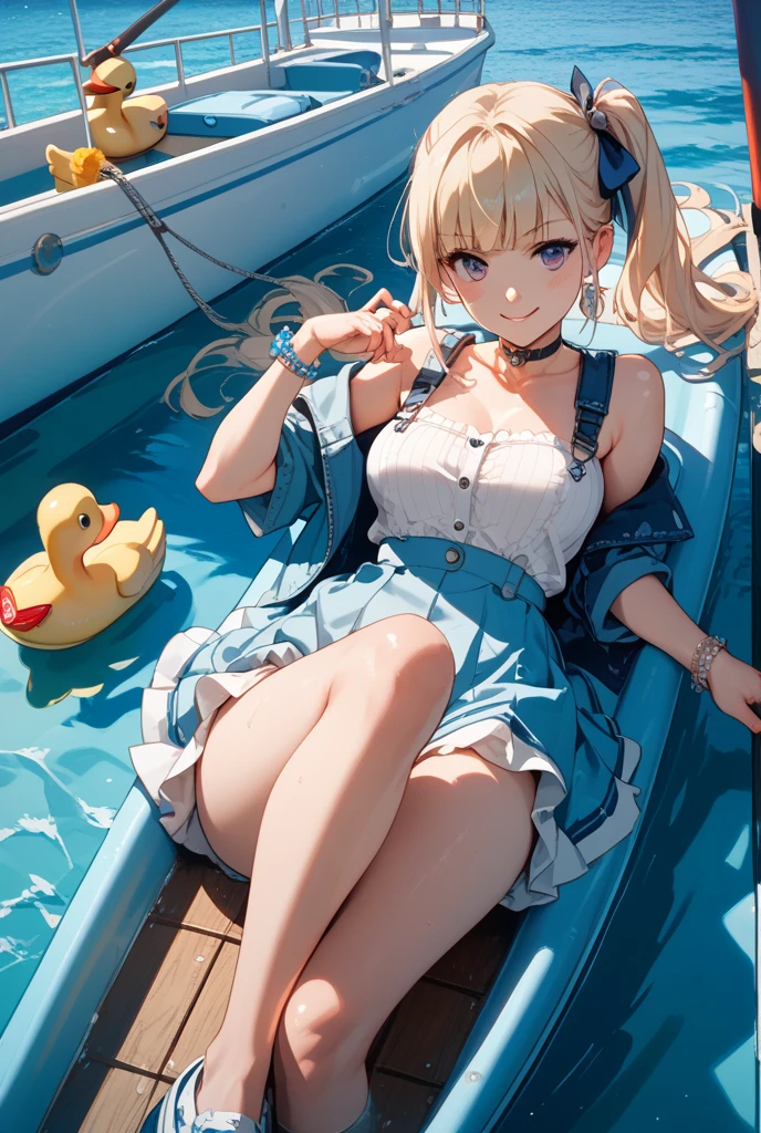 I&#39;m 11 years old、blonde、medium long hair、light blue eyes、two cute girls、alone、and soul、wet white t-shirt、Wet miniskirt、I can now see the shape of my nipples、透き通るwhite skin、white skin、beautiful skin、（beautiful feet）、slim and elegant background、sit on top