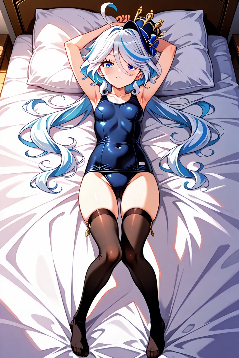 Cute girl 23 year old wearing a very very small and very very thigh workout suit, the workout suit is gray and transparent. The is in her bedroom laying down