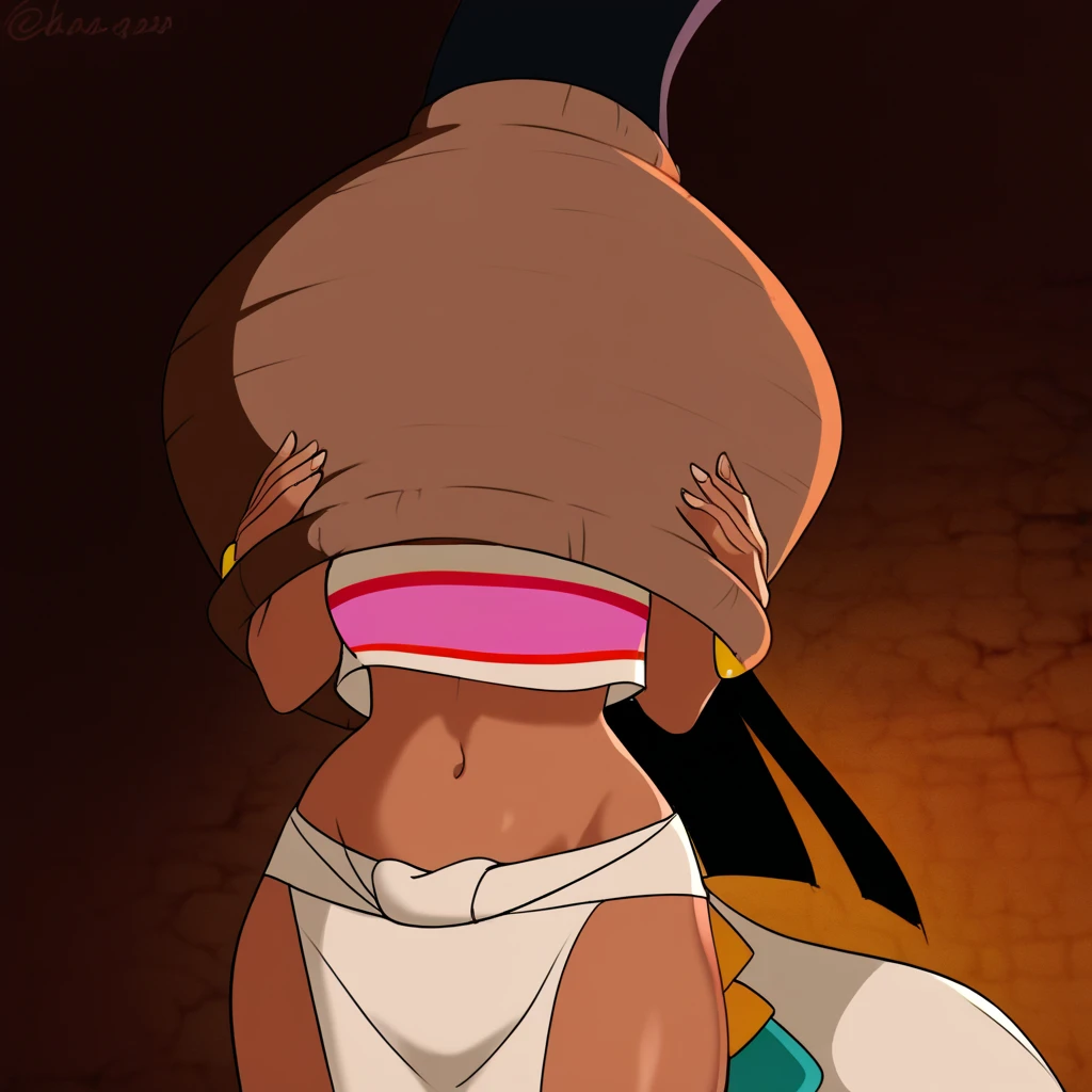 cartoon of a woman with a big breast and a hat on, barrel chested, [ closeup ]!!, bottom shot, insanely inflated hips, megara, closeup!!, bottom body close up, full body close-up shot, oppai, very detailed!, closeup!!!!!!, ( ( extreme detail ) ), y 2 k cutecore clowncore
