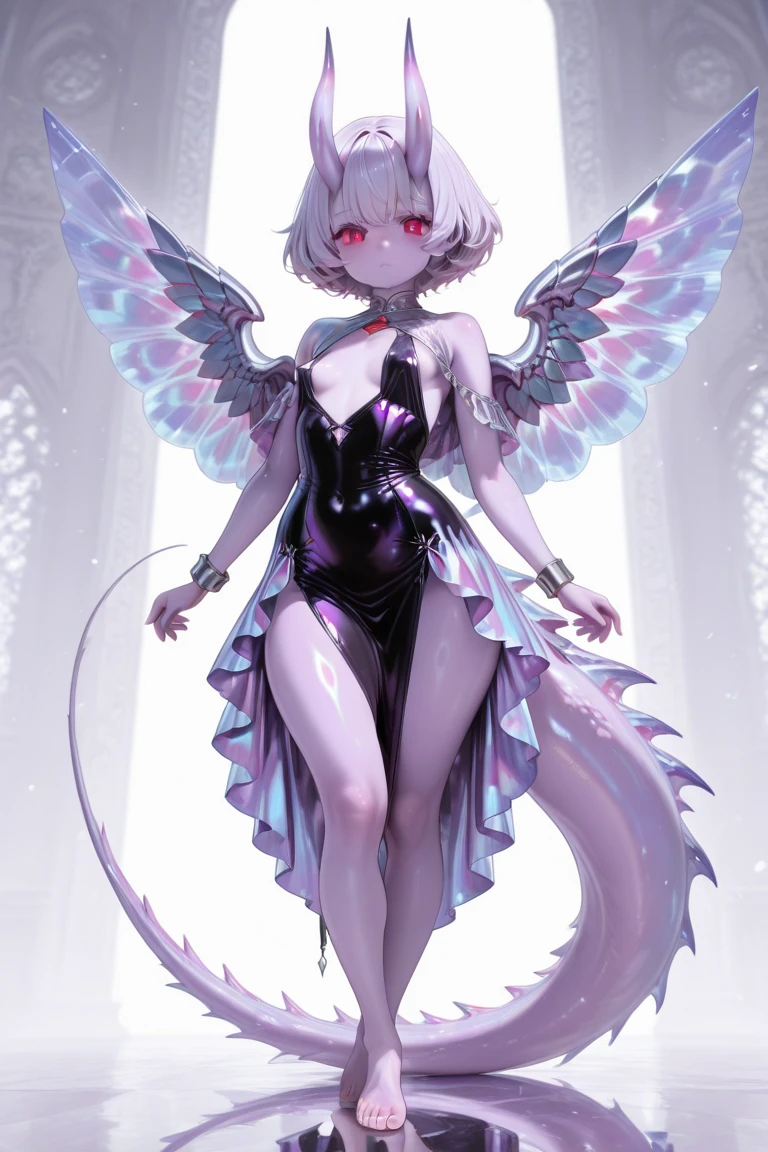 Create a picture of a monster chick. The body is transparent and can be seen through. The image is sharp and detailed., with beautiful colors.. With arms, leg, eyes, mouth, พื้นหลังสีlegว