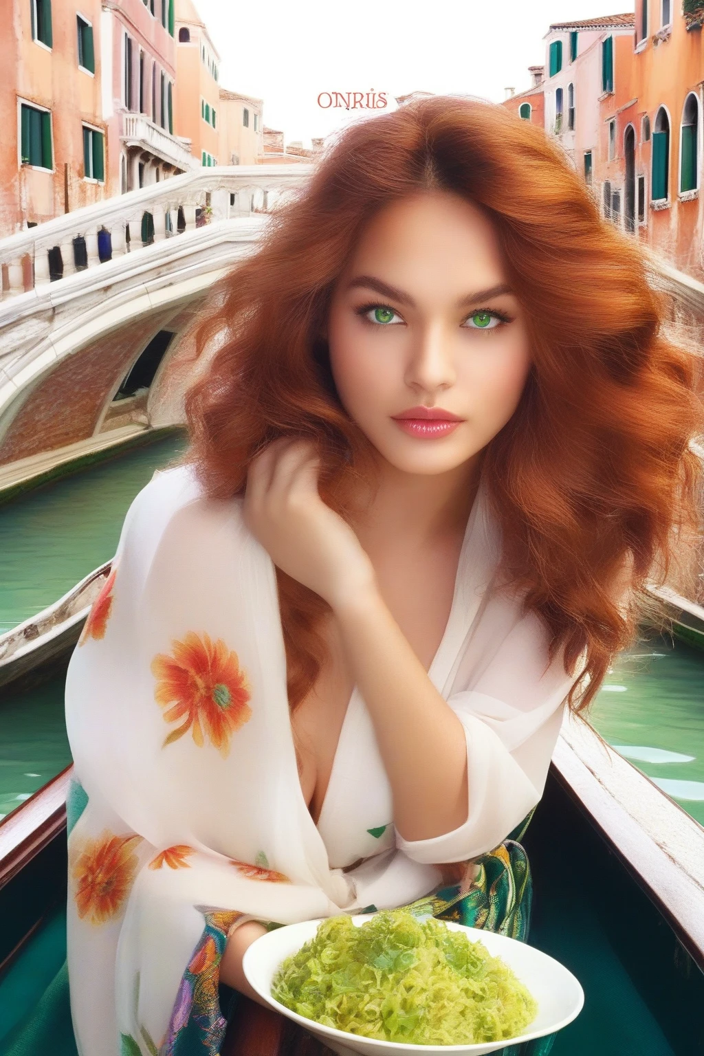 Oniris Inay Iacommo is a 25-year-old woman who stands out for her curly hair with soft waves of red hair. 
His green eyes reflect a passionate and curious personality. 
measures approximately 1,70 meters high. He has reddish hair and 
her thin lips making her exotic with her delicate features. 
Oniris Inay Iacommo is taking a boat ride through Venice enjoying the scenery and food while seeing her seductive and sexy man.
