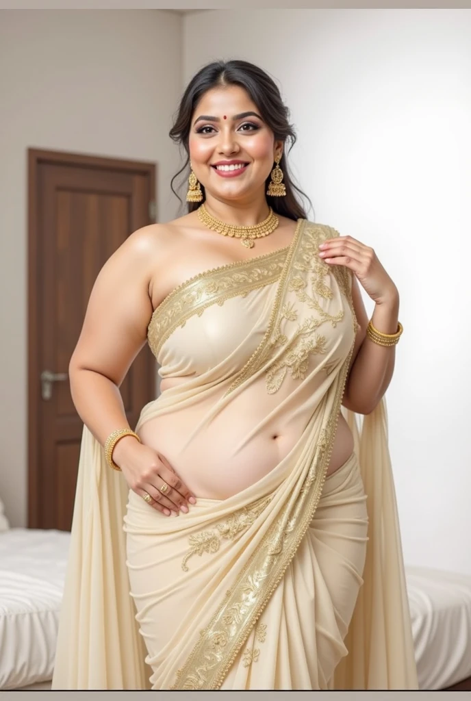 1 Heavenly beautiful and goddess beauty cute and sweet looking face Arabian woman in front of house at night, Heavenly beautiful Overweight, Heavenly beautiful Extremely fat, Heavenly beautiful and attractive Chubby figure , Heavenly beautiful looking and eye catching luxury style saree , reaching out, Heavenly beautiful Arabian woman, 16k, High resolution, masterpiece, highest quality, fine skin, close up figure view, Realistic Photograph