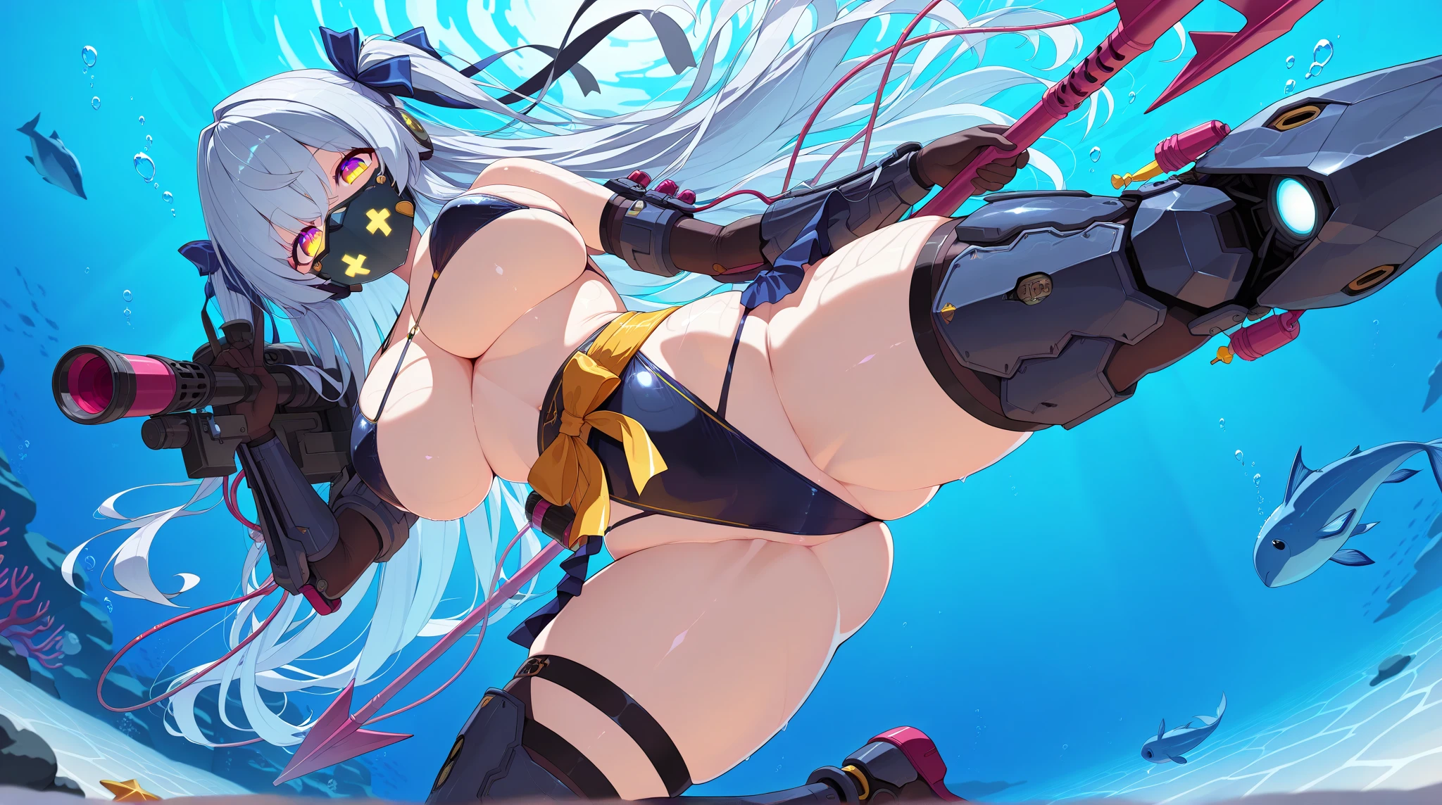 a girl,Sheep's horn, full color, long white hair, Red眼睛 ,Eyeliner, immerse in water, black transparent clothes, Red, open air, Rose, night, ruins, Butterfly,back view,big asutt close-up,camel toe,bend over,soaking wet