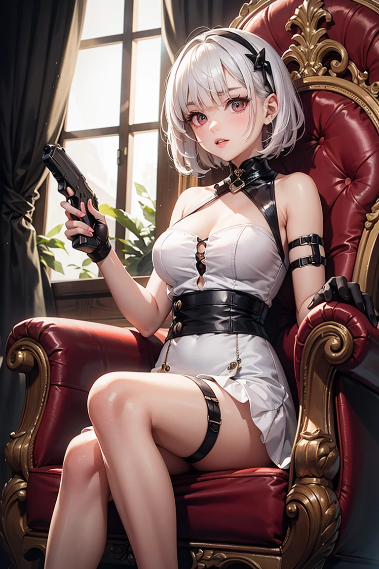 (tmasterpiece,best qualtiy:1.2),absurderes,(Traditional media:1.2),(2d:1.2),(at centre:1.3),illustratio,skirt_tail,highly detailed,(ultra - detailed),Medium Shot Shot,(full bodyesbian:1.3),(perfect women figure),a skirt,shift dresses,frilld,sit on chair,high-heels,(独奏),big breasts beautiful,(Detailed eyes,详细的脸:1.2),cparted lips,Beautiful smile,cparted lips,shiny,dynamicposes,Various colors,depth of fields,scenecy,(the detail:1.2), sharp fokus、depth of fields、Sexy brown skin with central frills Azur Lane waifu,Giant big breasts,Curves are super thick,sixpack abs,Tied to a torture chair,Torture machine,chain,Trapped,in basement,Hostaged,nipple torture,electric chair,sadness and crying,dreads,urinating on herself,Kidnapped,Tight black miniature bikini exposes her breasts,camel-toe,diamond jewelly,Harajuku girl makeup, Sexy breast indentation, evoke, SFW, one-girl, 独奏, Perfect body, s the perfect face, perfect hand, Perfect Finger, perfect lips, perfect eyes, Perfect background, perfect atmosphere, Professional Quality, 8k, Perfect photography, Highest high resolution, 8k, Ray traching, perfect volumetric lighting, High-quality octane rendering, high quality vector, ultra - detailed, SAW movie scenes, Torture chamber, Clear skin, minimalistbackground, Perfect skin, no abberations --auto