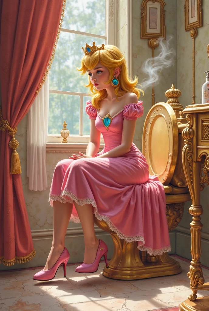 Princess peach payed to be pretty and puts her feets in your face to lick them