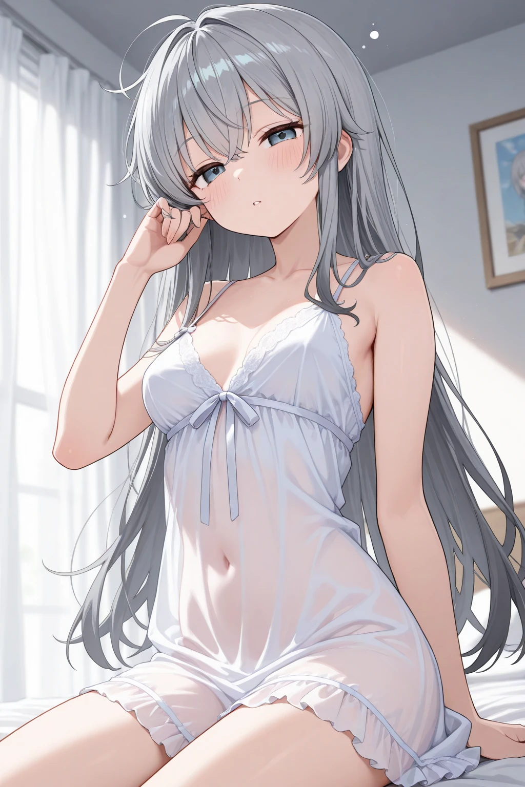 Transparent and noble pure white lace open camisole(nsfw)