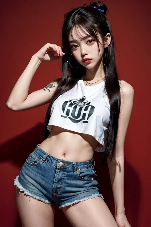 (((Bad Girl))),(((Black tattoo))),(((Avant-garde tattoo))),(((Black tattoo on shoulder))),(((Exaggerated hair coloring))),(((Colorful hair))),a chlorineose up of a person with a flowered shirt and earrings, blackpink 的 jossi, blackpink 的 roseanne park, portrait of blackpink 的 jossi, Sun Yunzhu, chlorine, Blackpink’s Jisoo, Cui Xianhua, Jisoo from Blackpink, Stopping distance - minutes, Korean Artist, Kim Tae-jun, BLACKPINK Jisoo’s portrait, jiyun chae, Kim Jong-ki