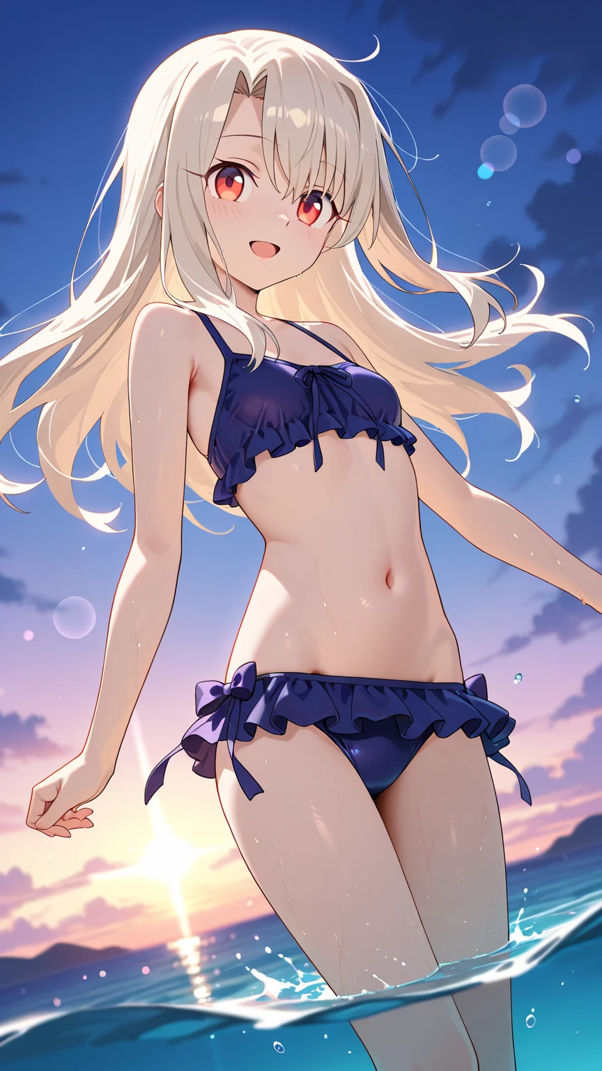 blonde color hair,Long hair that goes down to the waist,Blue pupils,White Skin,best qualtiy,Masterpiece,Girly image,slimfigure,Sweet smile,White Moon,lake scene,elegant white microbikini,tranquility and tranquility,the night, realistic photo, top-quality, a sailor suit, Ultra mini skirt, low rise skirt, White shorts, beautiful thigh, Beautiful belly button, Beautiful facial features, Hi-Res, and18, 1 girl, Android 18, 独奏, blonde hair, blue eyess, long hair, jewely, flat chest, cowboy shot, Street, (校服:1.2), off shoulders, Sunset, Masterpiece, ultra-realistic image quality, best quality, realistic, hyper-detailed, dynamic lighting, high resolution, sharp focus, depth of field, fine details, high details, high quality shadows, beautiful details, ultra HD rendering, accurate, textured skin, high details, high quality, very detailed, high resolution, 8k, photo, photography, real person, a young girl, slim, soft body, Belly button, cute-elegant pose, slightly twisted, gently smiling, (shiny, sweaty skin: 1.4), slim, looking at the viewer, naked flat stomach, belly-bare, white sneakers, (very tight white translucent microbikini: 1.7), ((transparent clothing)), long hair, blonde hair, (green eyes: 0.5), (eyes with fine details), (small flat breasts: 1.5), A-cup, slit in the crotch, wet body, shy face, HD picture quality, realistic picture quality, clean face, fair skin, slender legs, realistic face, (perfect face), exquisite face, (8K:1.2), solo, high-quality shadow, beautifully detailed, outdoor, day, sky, cloud, sunlight, full body, outdoor, day, nautical background, blue sky