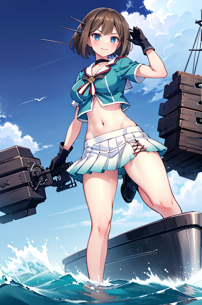 der riese art, 非常に詳細なder rieseショット, der riese, Shorthair, Giant woman bigger than a skyscraper, Wearing rimless glasses, Colossal tits, Big ass, Bikini swimwear, i&#39;I&#39;m playing with small aircraft carriers and battleships in the land of dwarfs.。., Full body depiction, nffsw, giga der riese, der riese, crashed warship, small warship, micro warship,