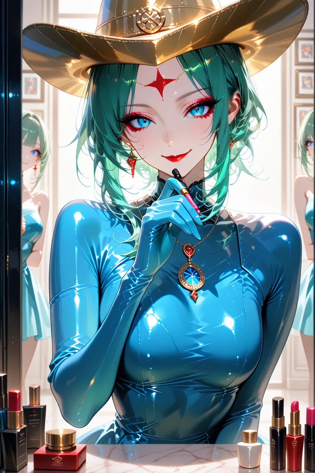 Beautiful sexy girl in a sexy blue-silver blue-lavender sequined party dress, brillante, elegante, big ass,MitsuriKanroji, Mitsuri Kanroji, braid, faded hair, (amaeyes, green, roso hair, long hair, topo, mole under the eye, multicolored hair, pink hair, braids gemelas, Cabello bitono,
, looking at the viewer,
(Masterpiece), The best quality, High resolution, Unity 8K Wallpaper, (illustration), (Beautiful detailed eyes), extremely detailed face, Perfect lighting, Extremely detailed CG, (perfect hands, perfect anatomy),